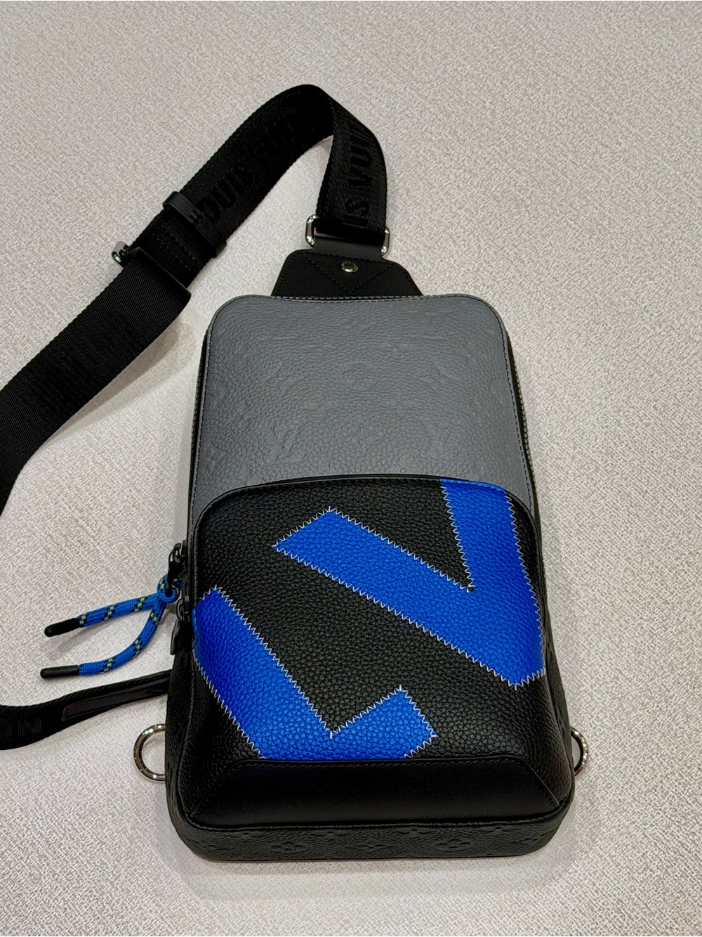 Louis Vuitton Aerogram Sling Bag Black Blue LV Monogram Crossbody Rare 🔥
